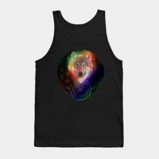 Power Animal Wolf Sri Yantra Mandala Tank Top